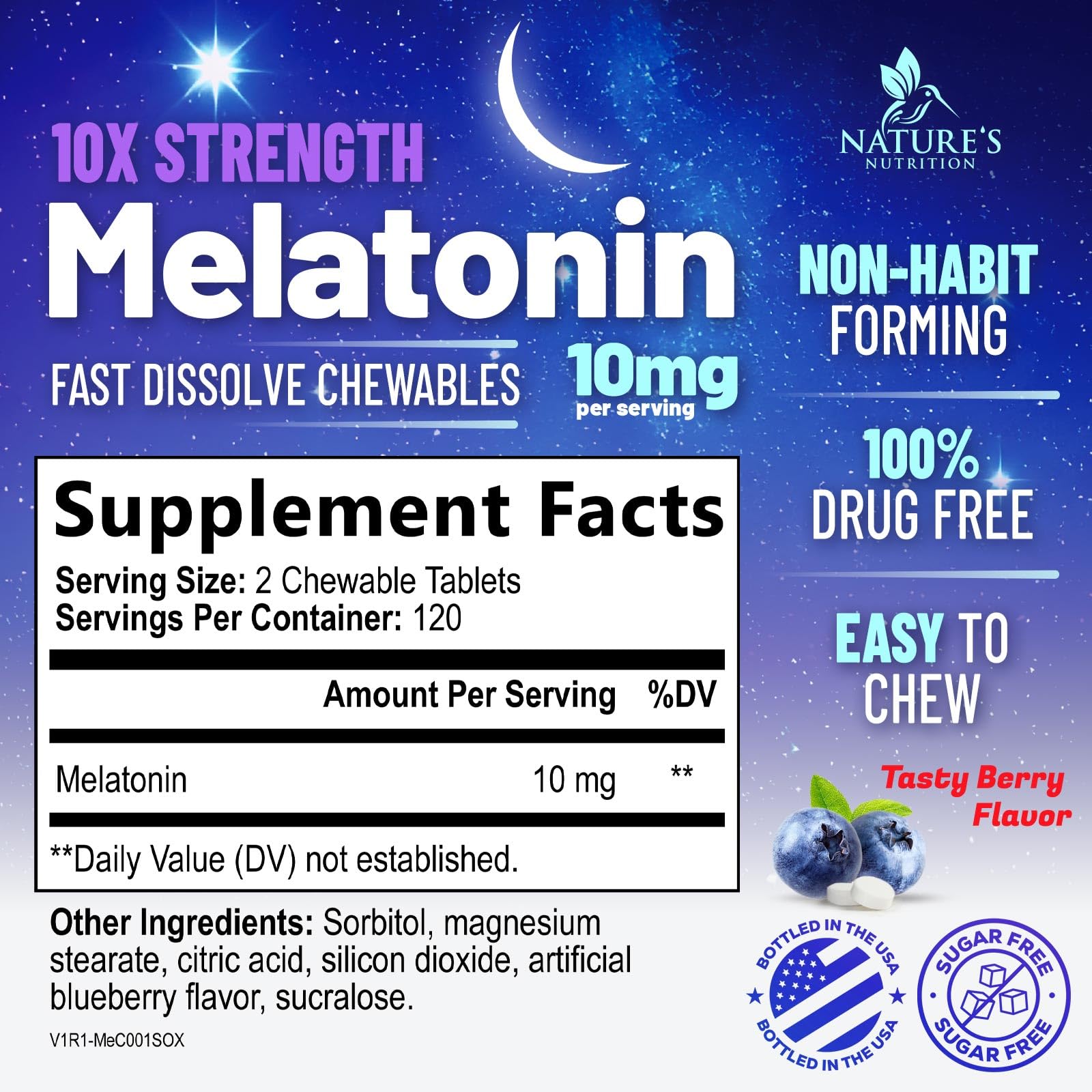 Nature's Nutrition Melatonin Sleep Supplement 240 count packaging