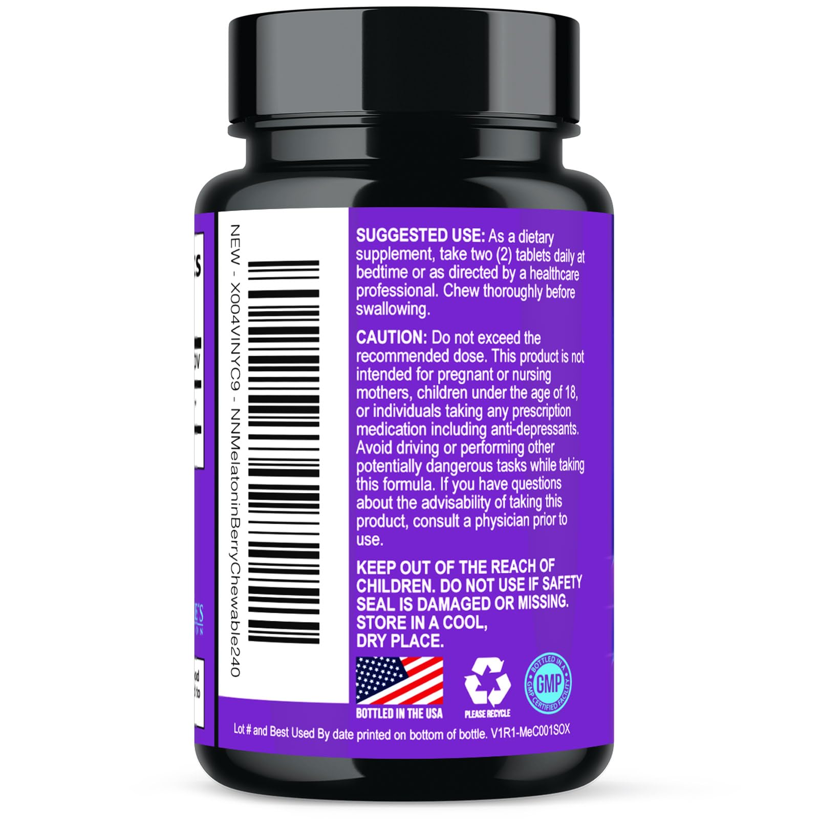 Nature's Nutrition Melatonin Sleep Supplement with a glass of water