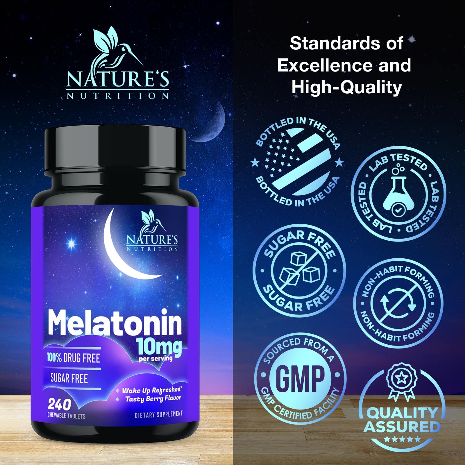 Nature's Nutrition Melatonin Sleep Supplement with berry flavour