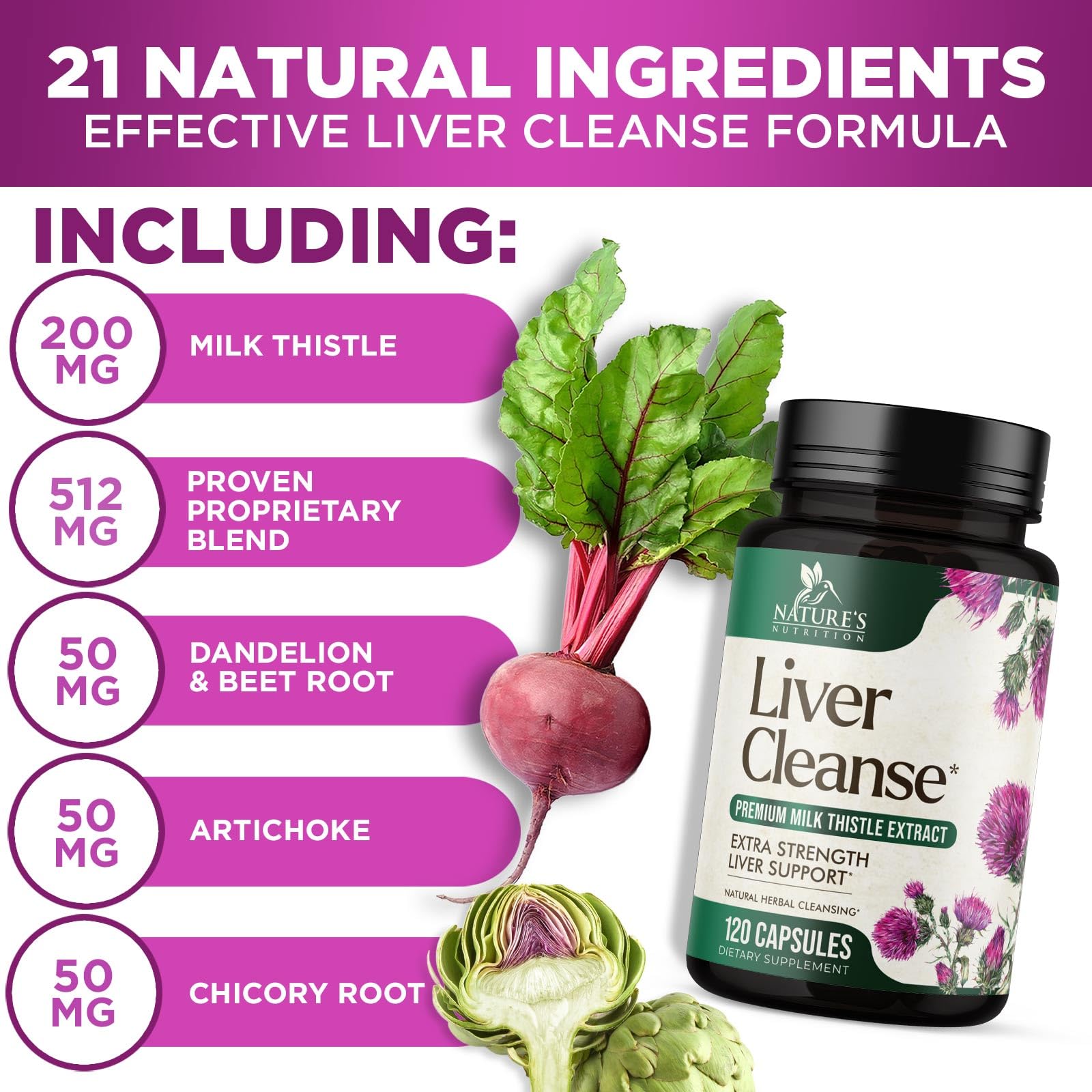 Nature's Nutrition Milk Thistle capsules on a wooden surface