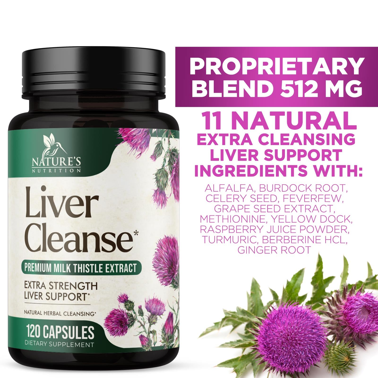 Nature's Nutrition Milk Thistle supplement with fresh herbs