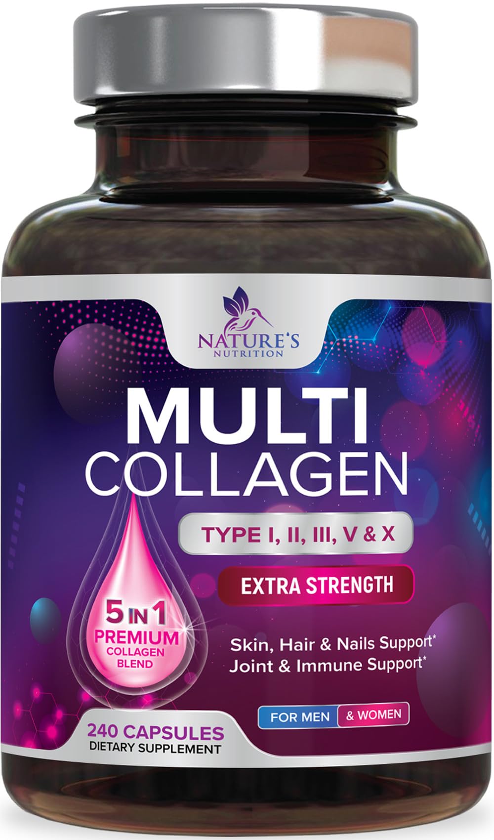 Nature's Nutrition Multi Collagen Capsules front view