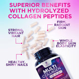Nature's Nutrition Multi Collagen Capsules on a wooden table