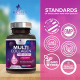 Nature's Nutrition Multi Collagen Capsules with ingredients list
