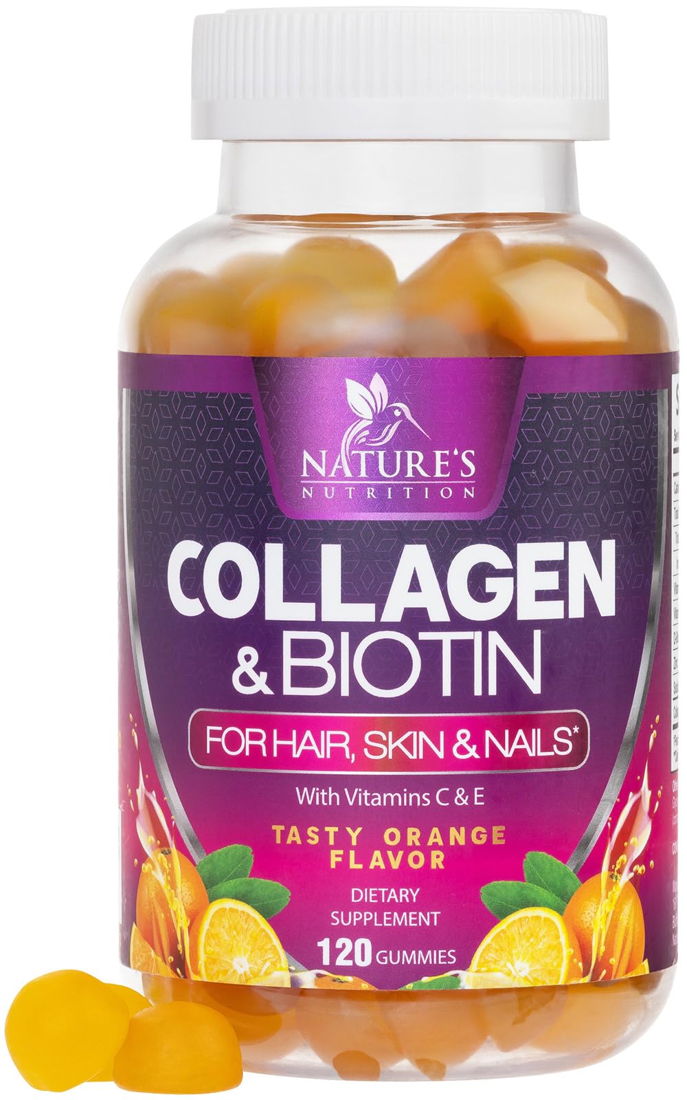 Nature's Nutrition Multi Collagen Peptides & Biotin Gummies front view