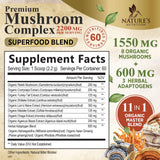 Nature's Nutrition Mushroom Complex Powder back view with ingredients