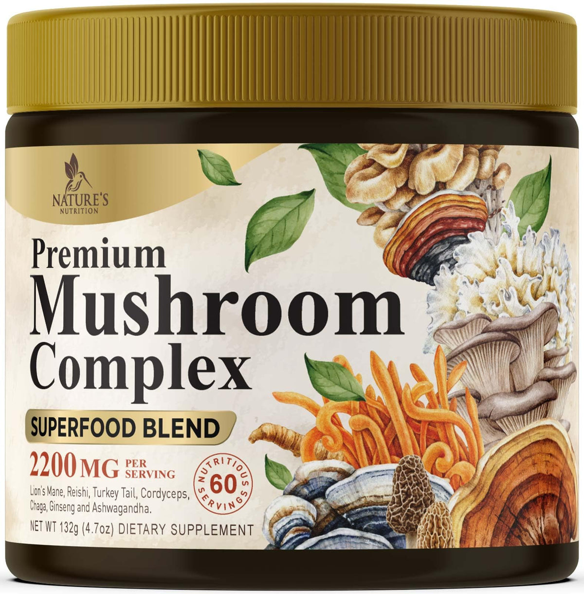 Nature's Nutrition Mushroom Complex Powder front view 191g