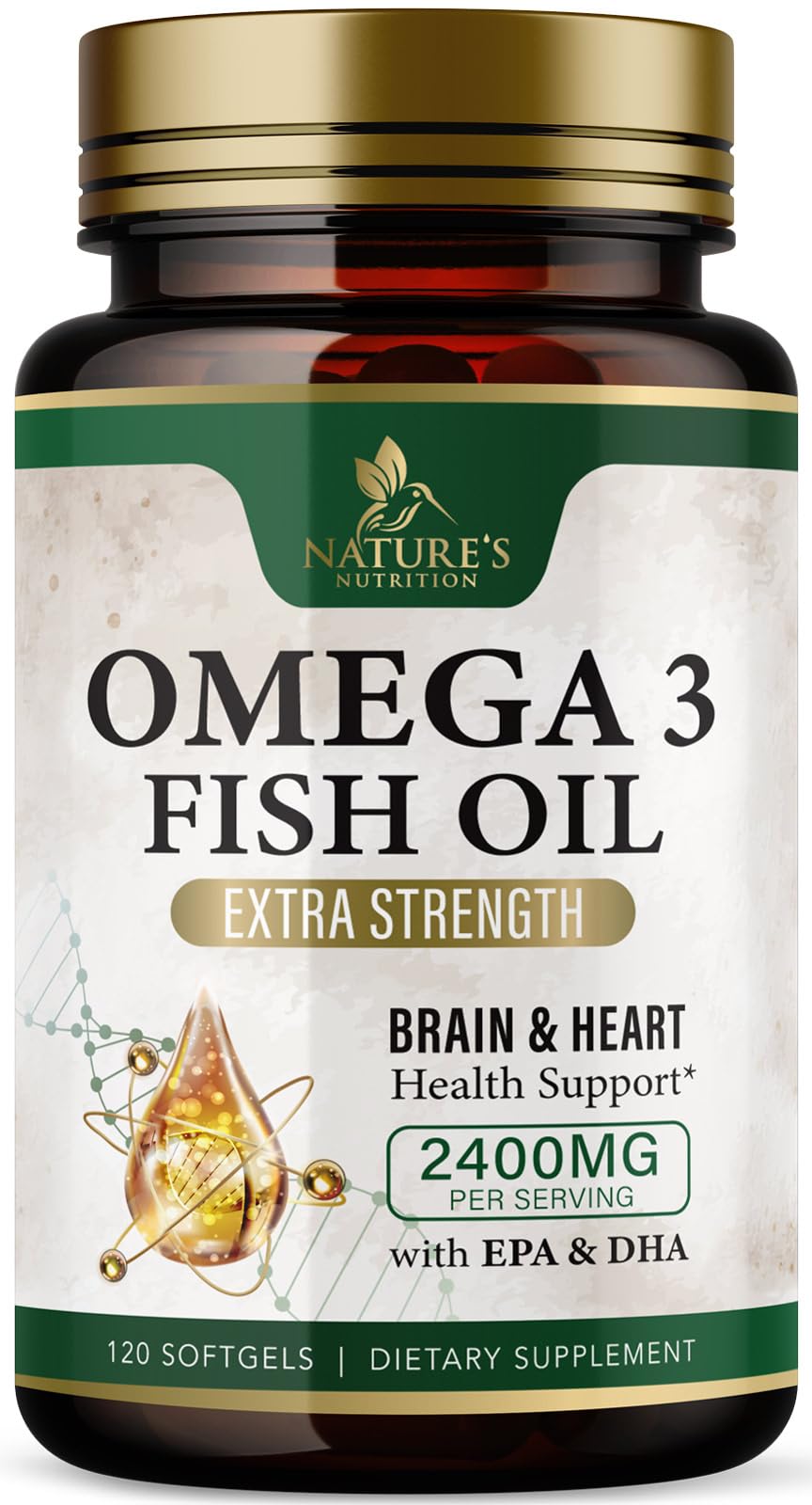 Nature's Nutrition Omega-3 Fish Oil 2400mg softgel front view
