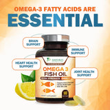Nature's Nutrition Omega-3 Fish Oil 2400mg softgels on a wooden table