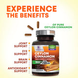 Nature's Nutrition Organic Ceylon Cinnamon Capsules on wooden table