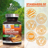 Nature's Nutrition Organic Ceylon Cinnamon Capsules with measuring spoon