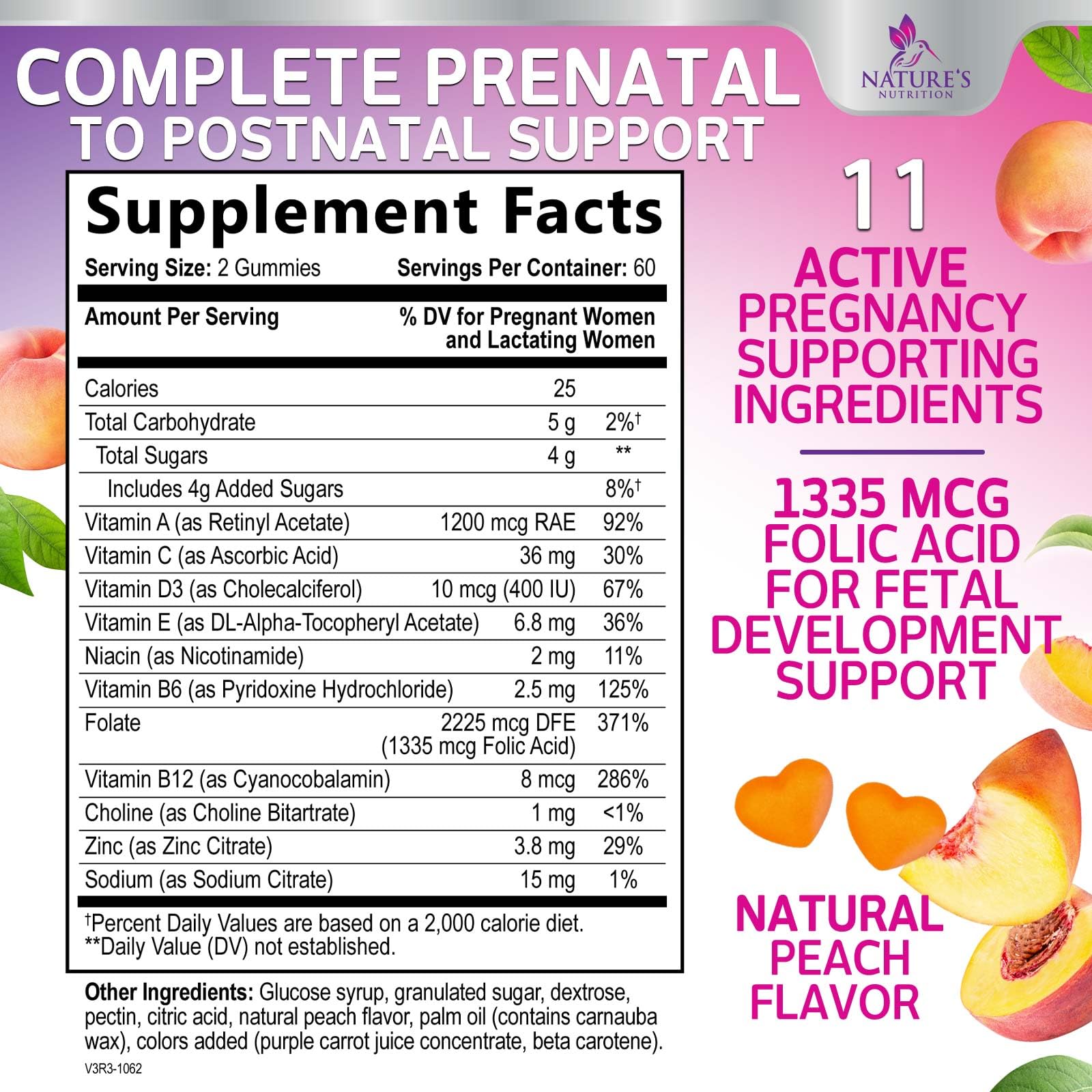 Nature's Nutrition Prenatal Gummies 363g close-up of gummies