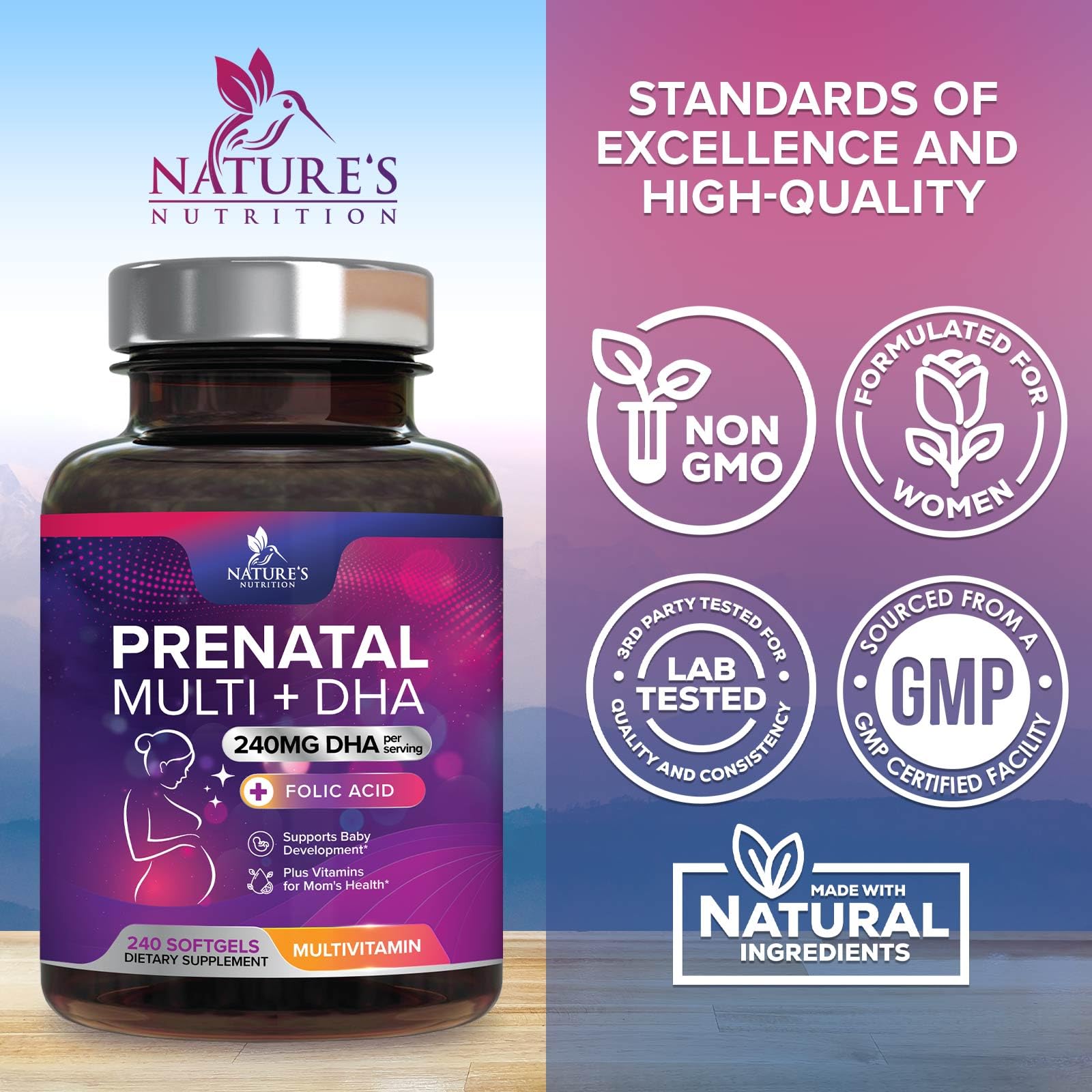 Nature's Nutrition Prenatal Vitamins 422g with softgel capsules