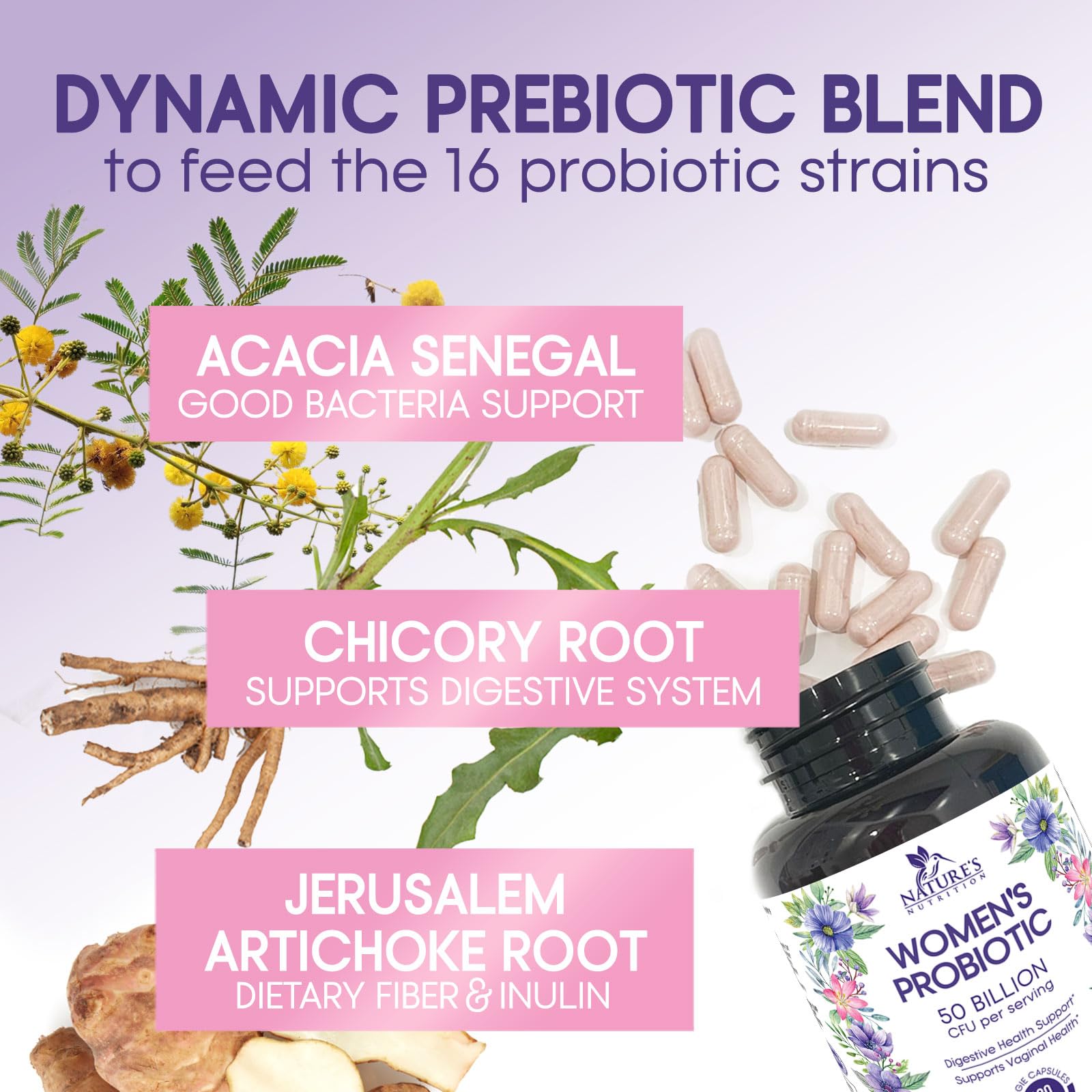 Nature's Nutrition Probiotic Capsules on a wooden table