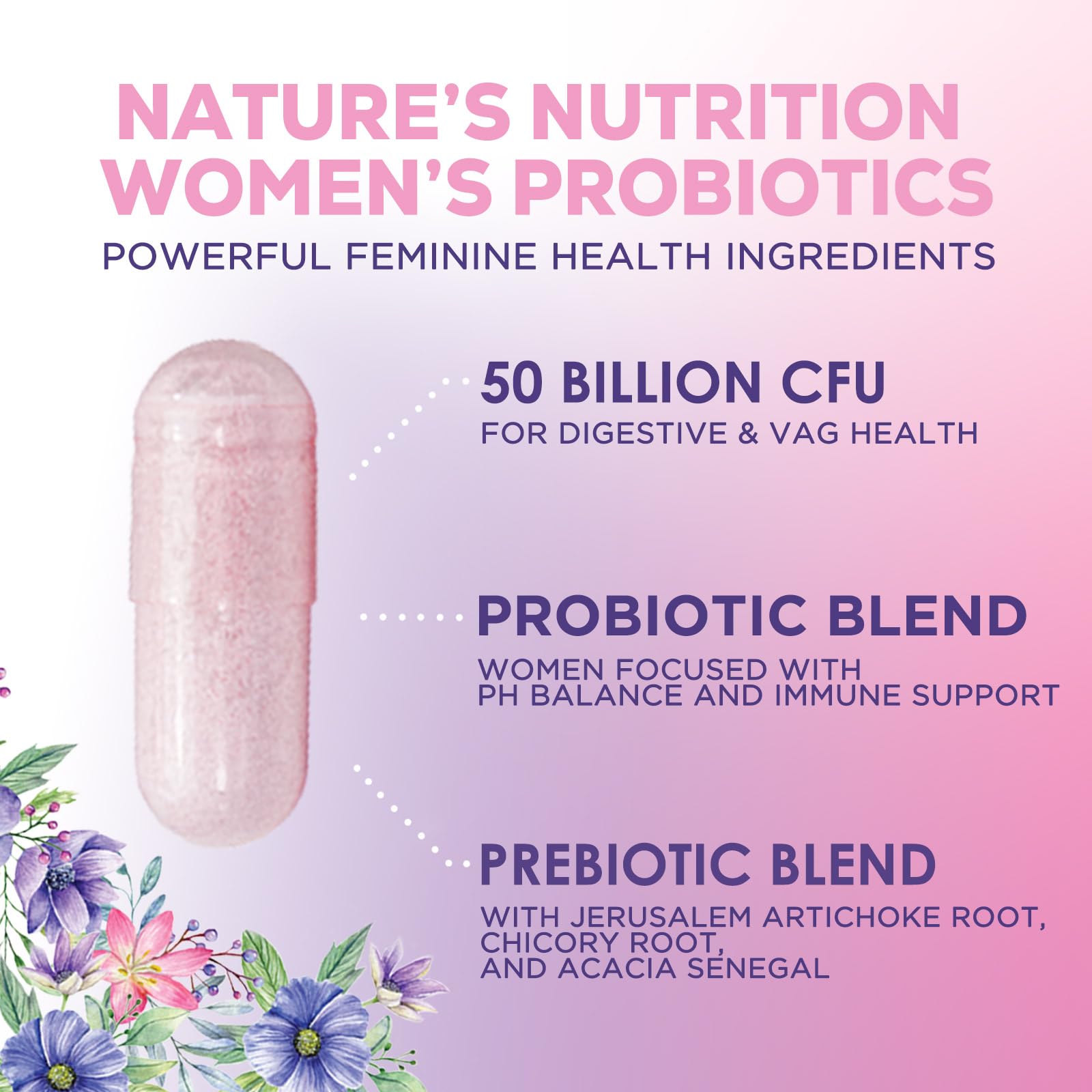Nature's Nutrition Probiotic Capsules opened bottle with capsules