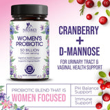 Nature's Nutrition Probiotic Capsules with cranberry and D Mannose ingredients
