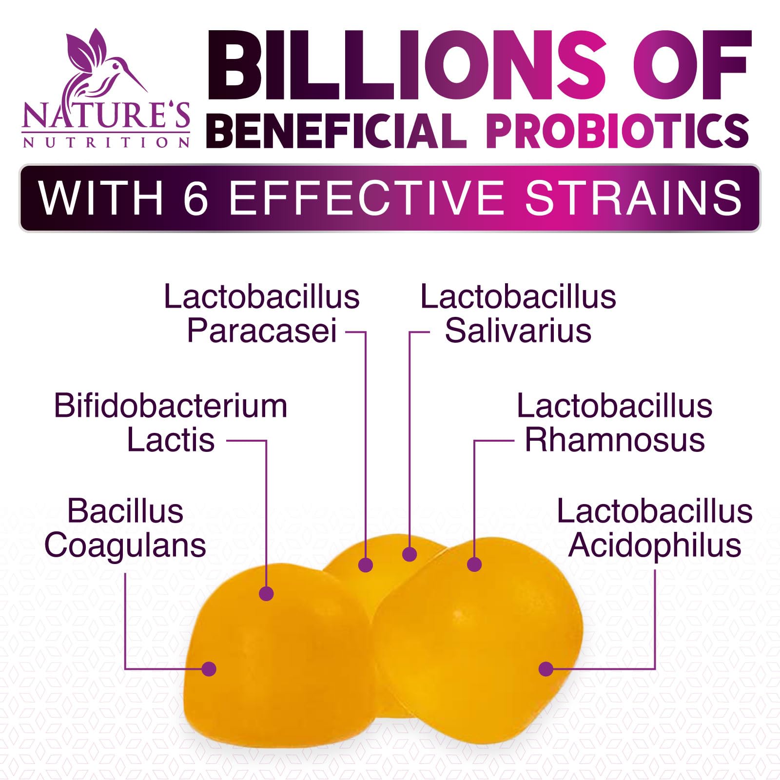 Nature's Nutrition Probiotic Gummies orange flavour close-up