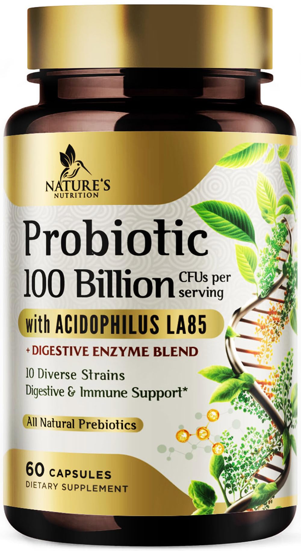 Nature's Nutrition Probiotic Prebiotic Supplement bottle front view