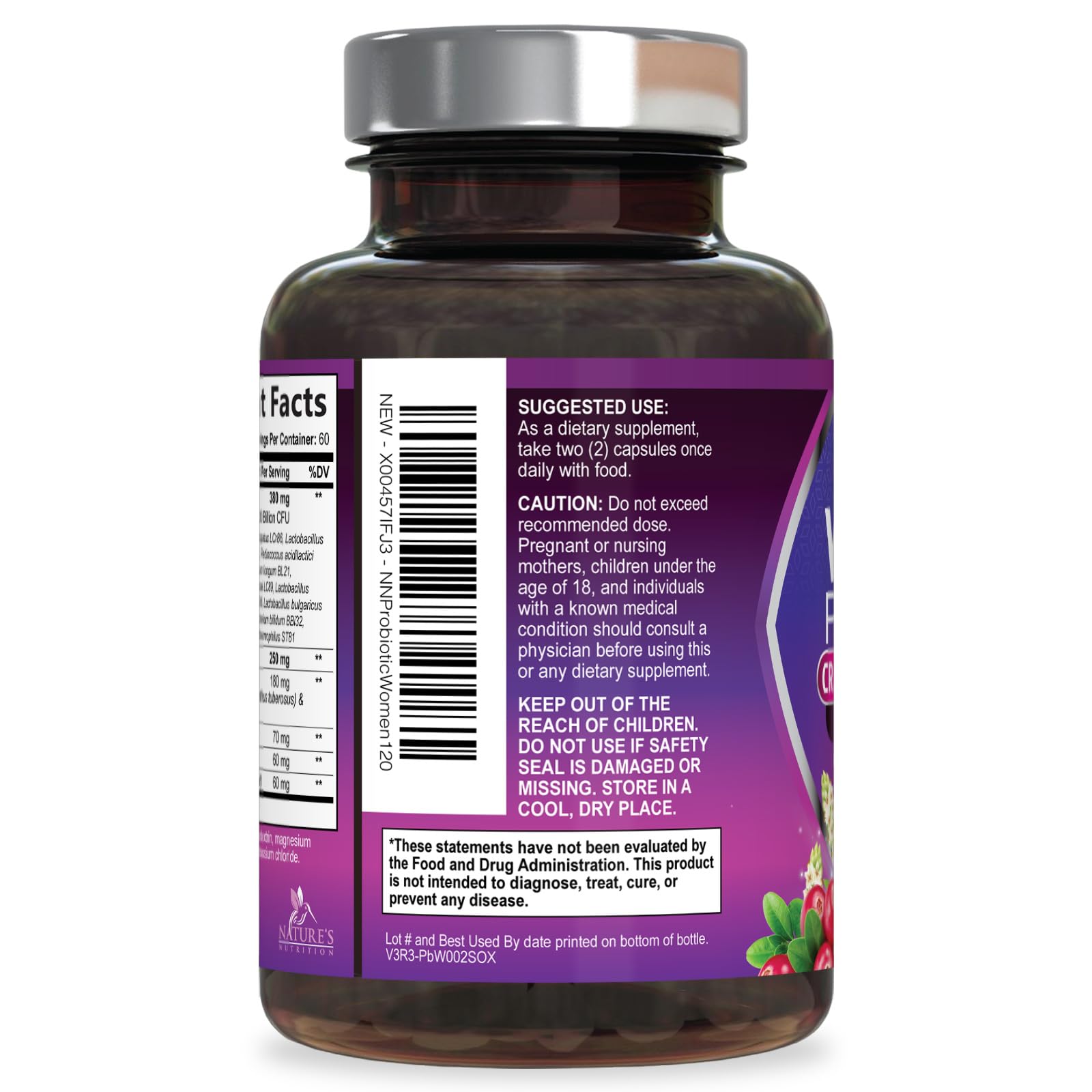 Nature's Nutrition Probiotics for Women 100 Billion CFU ingredients list