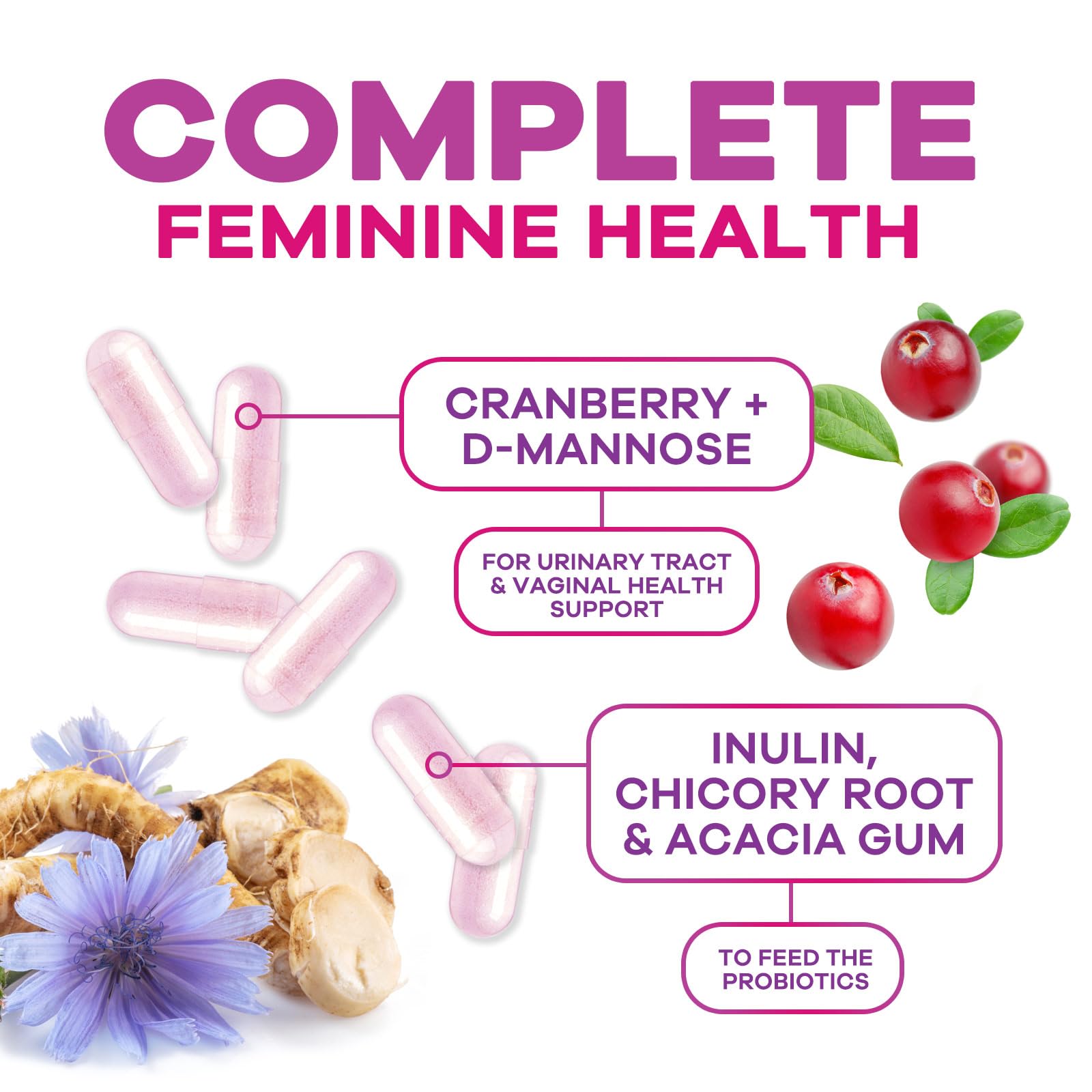Nature's Nutrition Probiotics for Women 100 Billion CFU with fresh cranberries