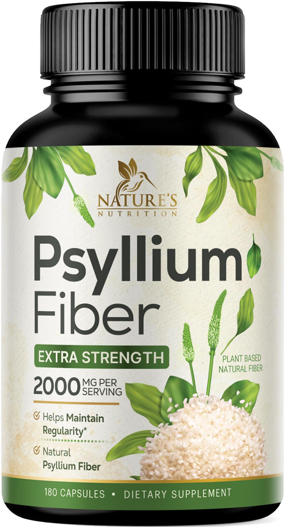 Nature's Nutrition Psyllium Husk Powder 2000mg Capsules front view