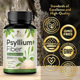 Nature's Nutrition Psyllium Husk Powder 2000mg Capsules with dosage information