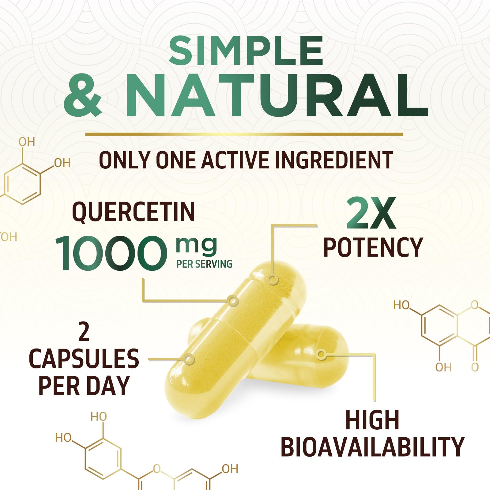 Nature's Nutrition Quercetin Dihydrate 1000mg capsules bottle packaging