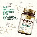 Nature's Nutrition Quercetin Dihydrate 1000mg capsules on a wooden table