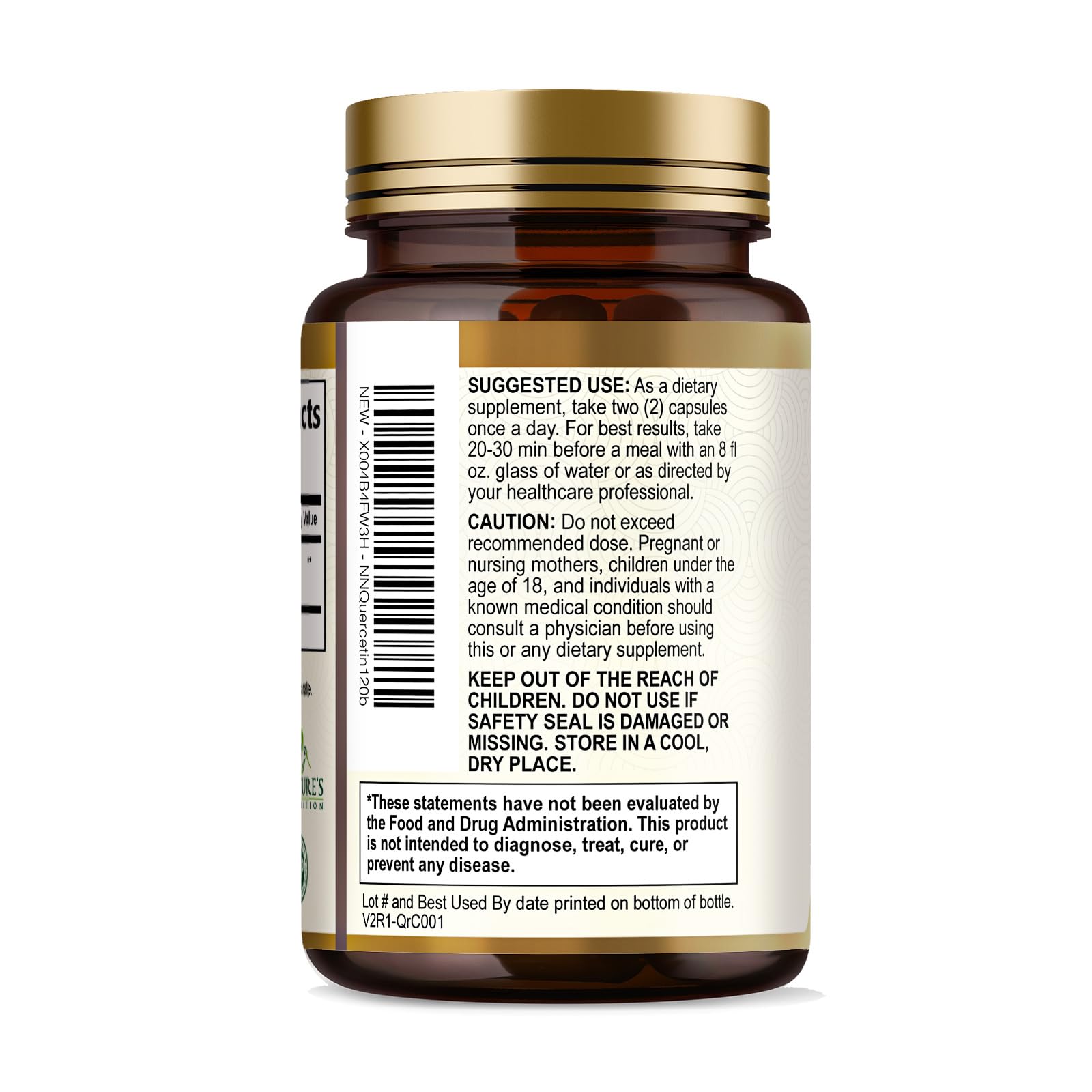 Nature's Nutrition Quercetin Dihydrate 1000mg capsules with a measuring spoon