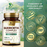 Nature's Nutrition Quercetin Dihydrate 1000mg capsules with dosage information