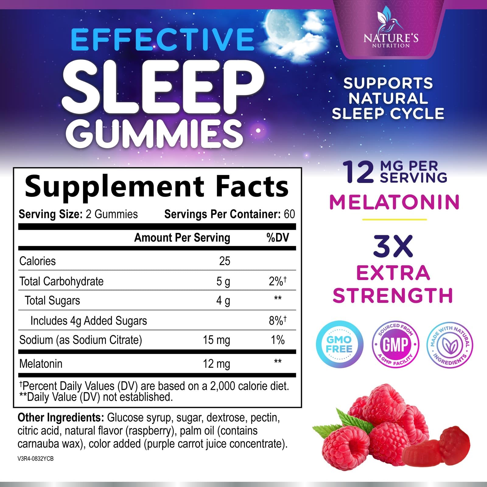 Nature's Nutrition Sleep Gummies packaging side view