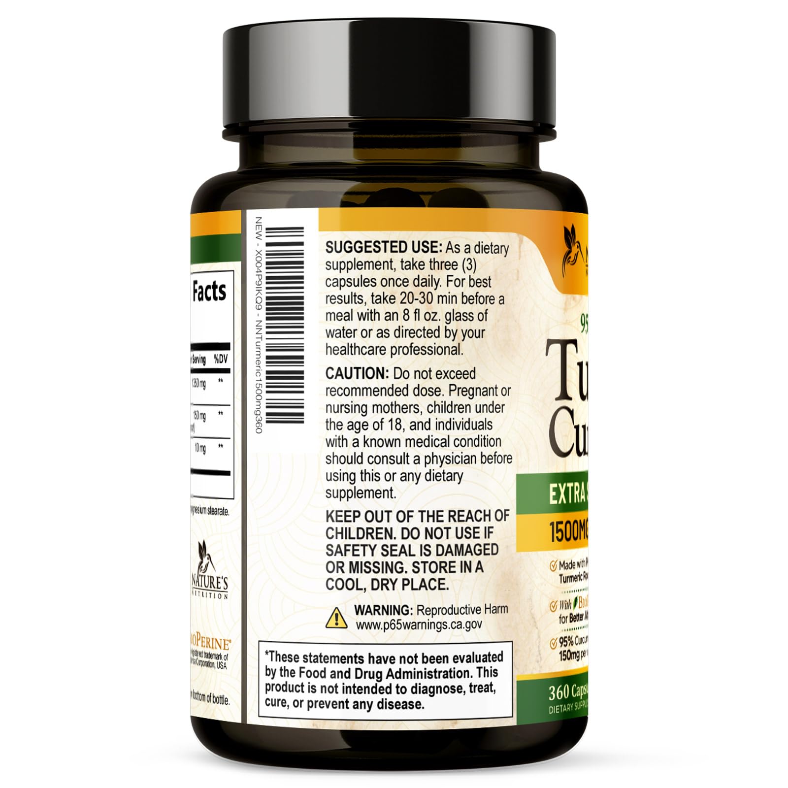 Nature's Nutrition Turmeric Curcumin Complex 1500mg capsules lifestyle shot