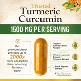 Nature's Nutrition Turmeric Curcumin Complex 1500mg capsules on a wooden table
