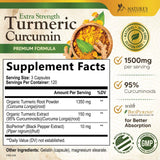 Nature's Nutrition Turmeric Curcumin Complex 1500mg capsules side view