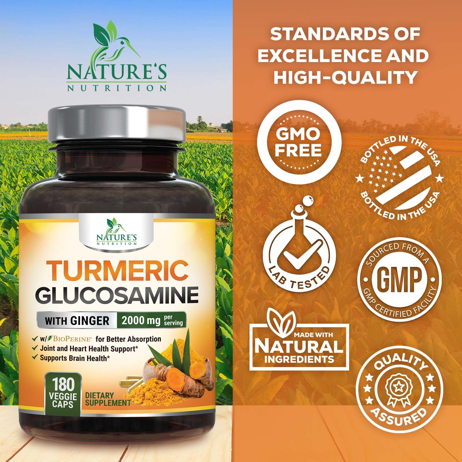 Nature's Nutrition Turmeric Curcumin Complex 181g bottle top