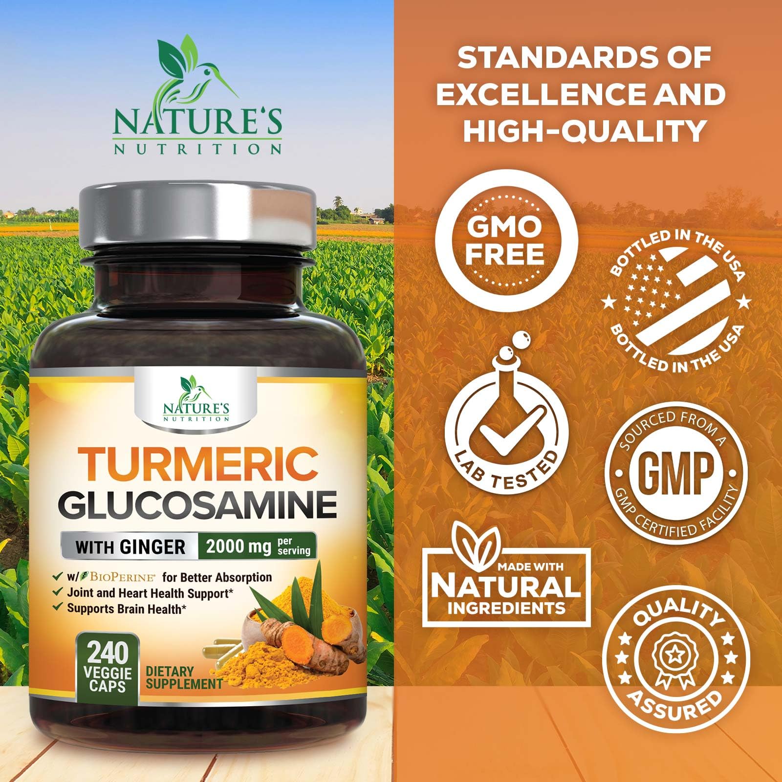Nature's Nutrition Turmeric Curcumin Complex ingredients list