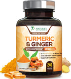 Nature's Nutrition Turmeric Curcumin & Ginger Supplement bottle front view