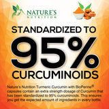 Nature's Nutrition Turmeric Curcumin & Ginger Supplement bottle side view