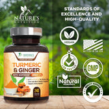 Nature's Nutrition Turmeric Curcumin & Ginger Supplement ingredients list