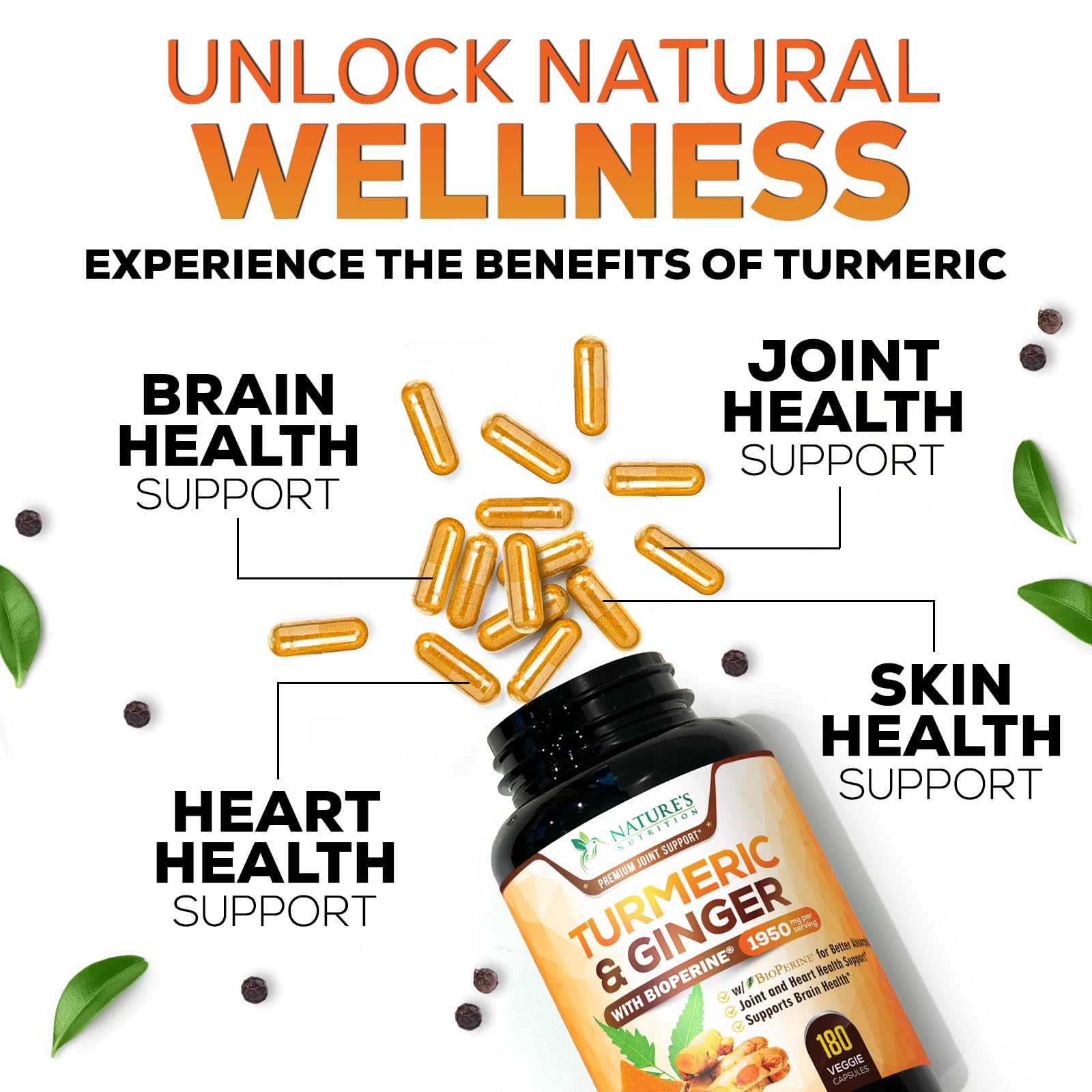 Nature's Nutrition Turmeric Curcumin & Ginger Supplement packaging