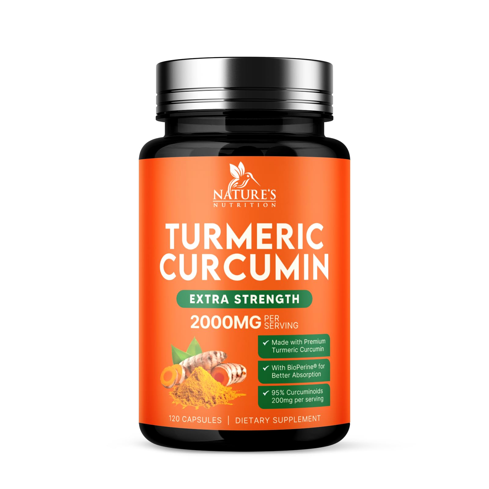 Nature's Nutrition Turmeric Curcumin Supplement 1800mg front view