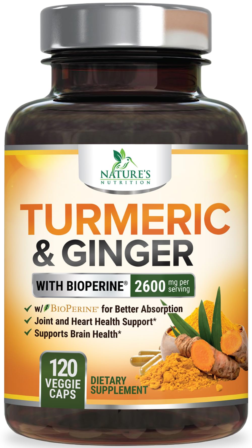 Nature's Nutrition Turmeric Curcumin Supplement bottle front view
