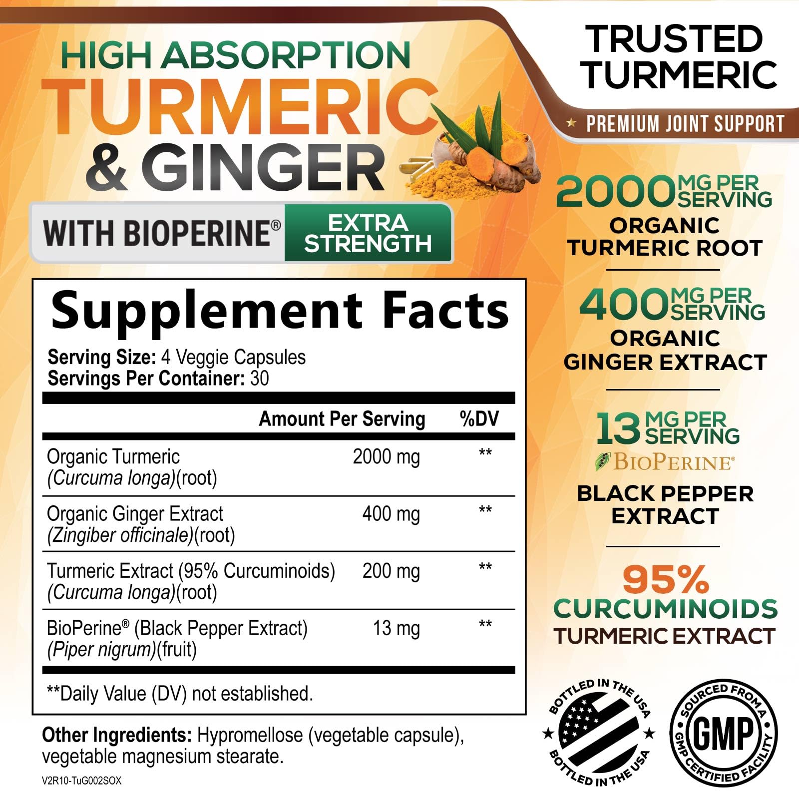 Nature's Nutrition Turmeric Curcumin Supplement bottle side view