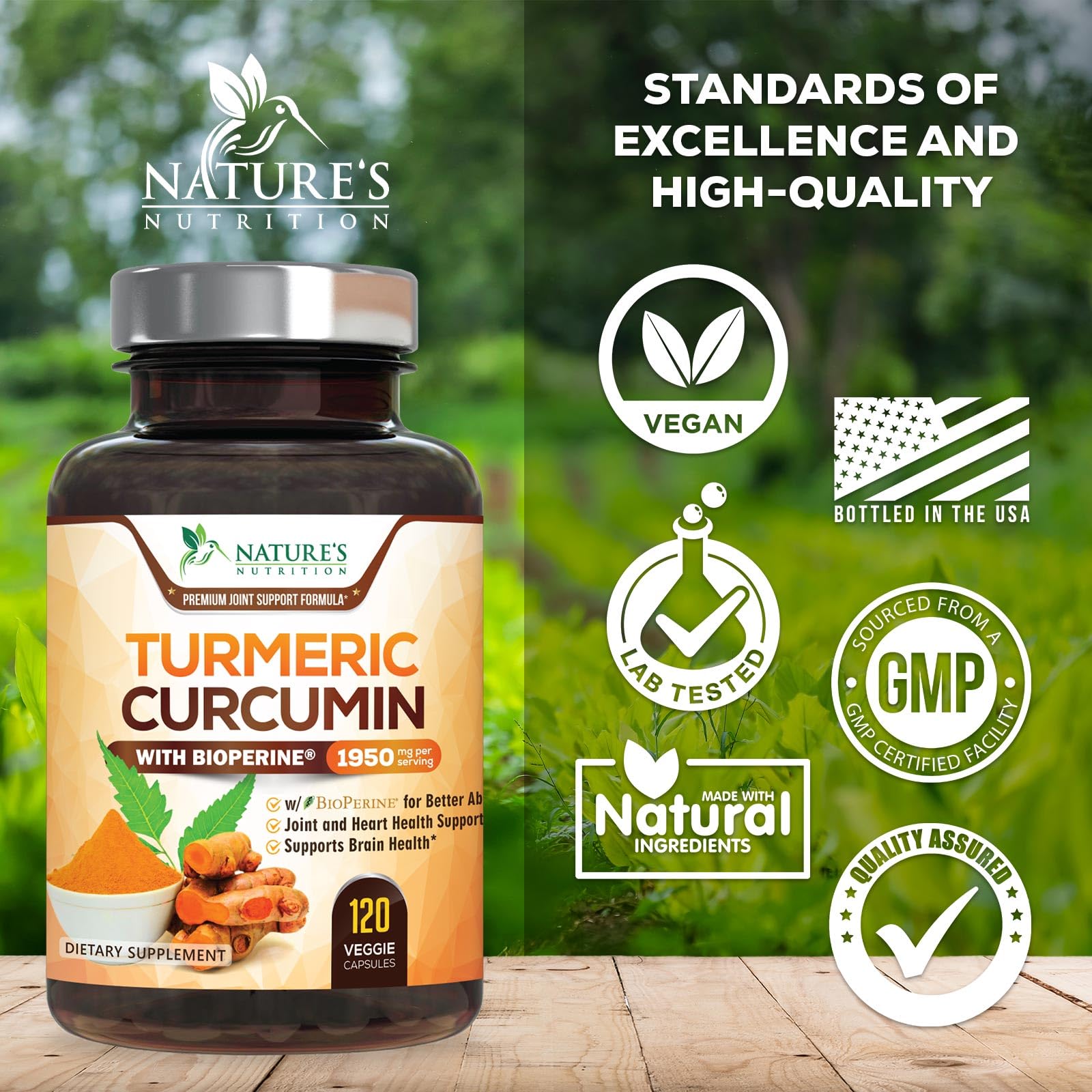 Nature's Nutrition Turmeric Curcumin Supplement ingredients list