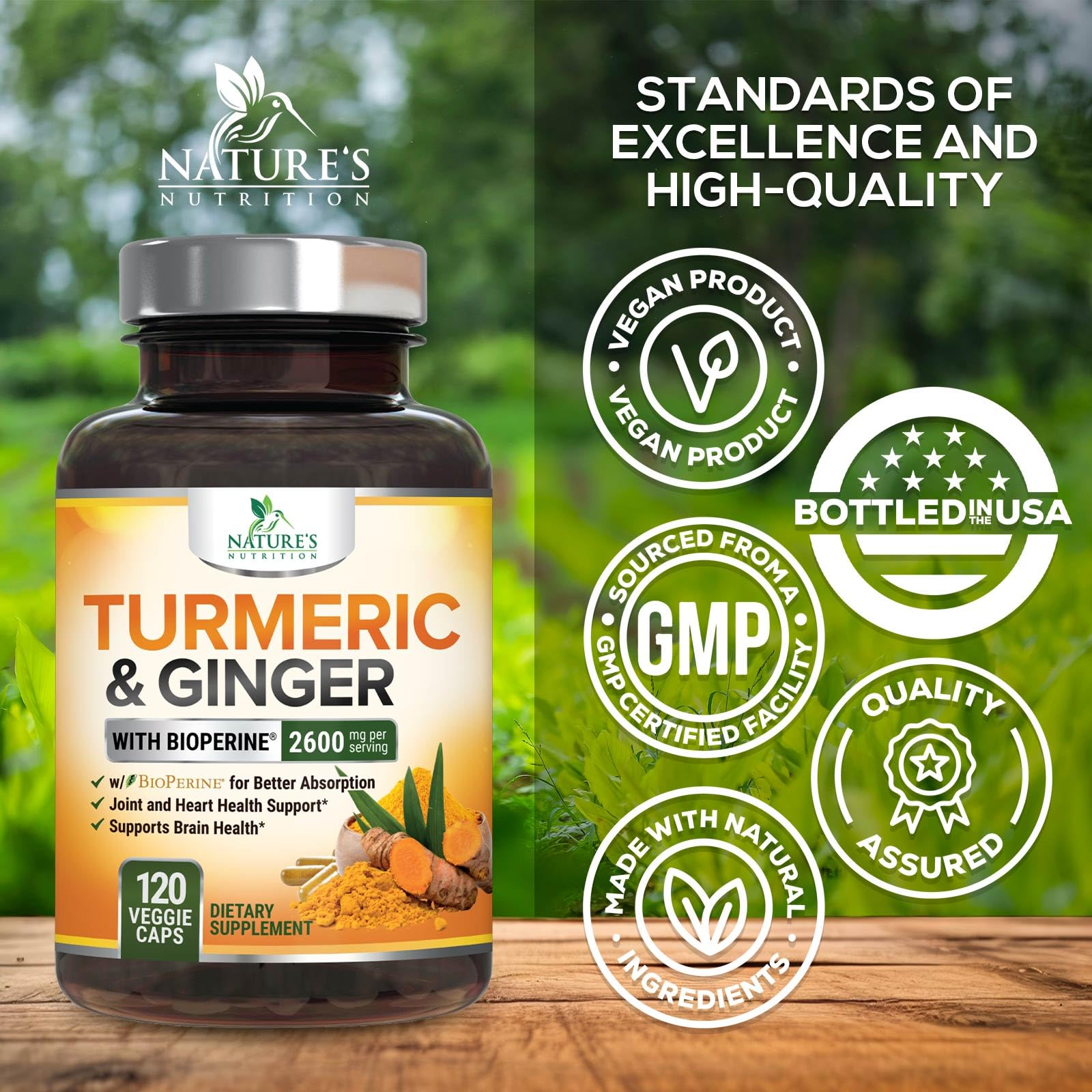 Nature's Nutrition Turmeric Curcumin Supplement ingredients list