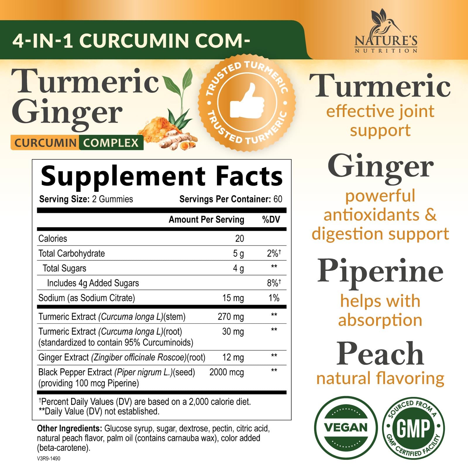 Nature's Nutrition Turmeric & Ginger Gummies packaging