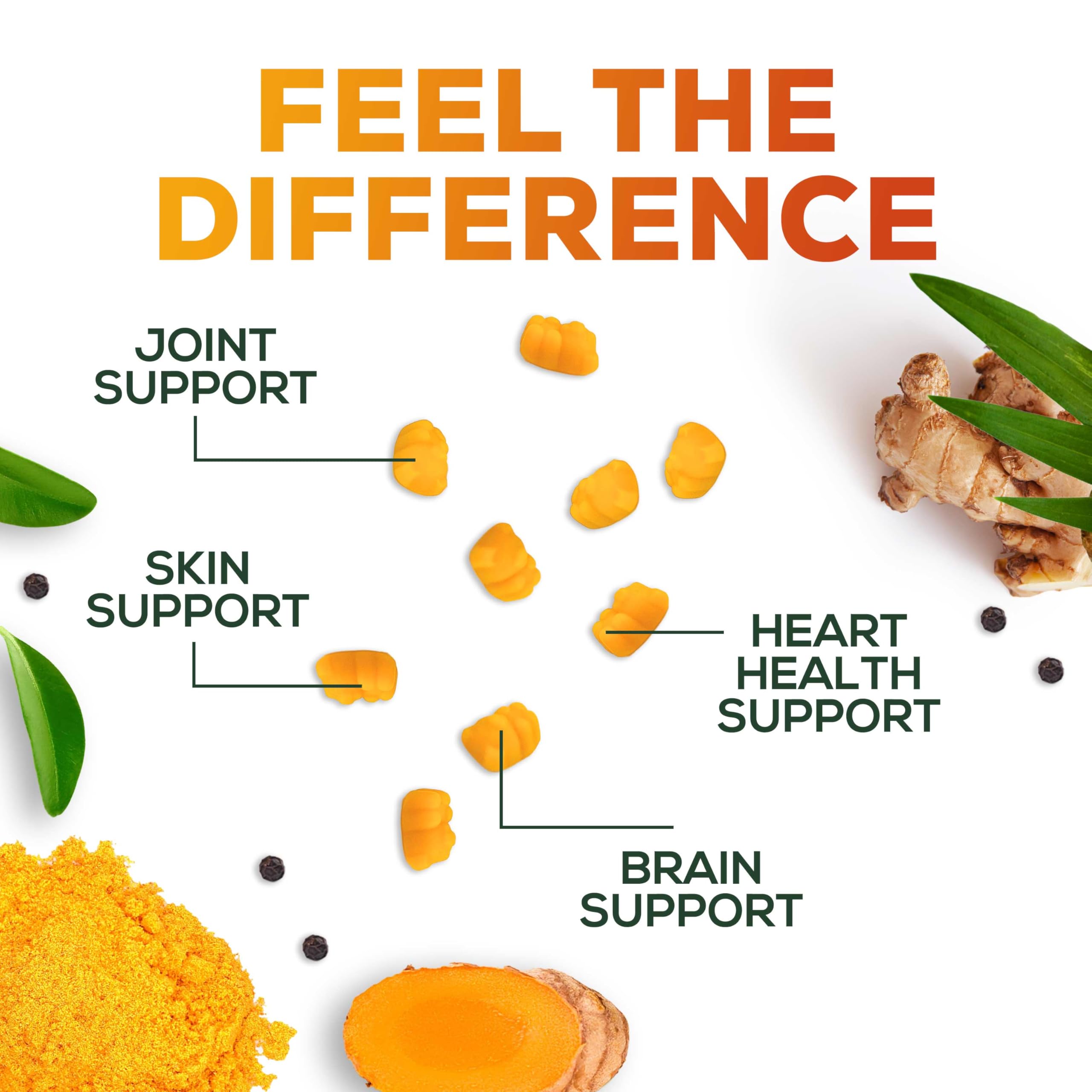 Nature's Nutrition Turmeric Gummies open jar showing gummy texture