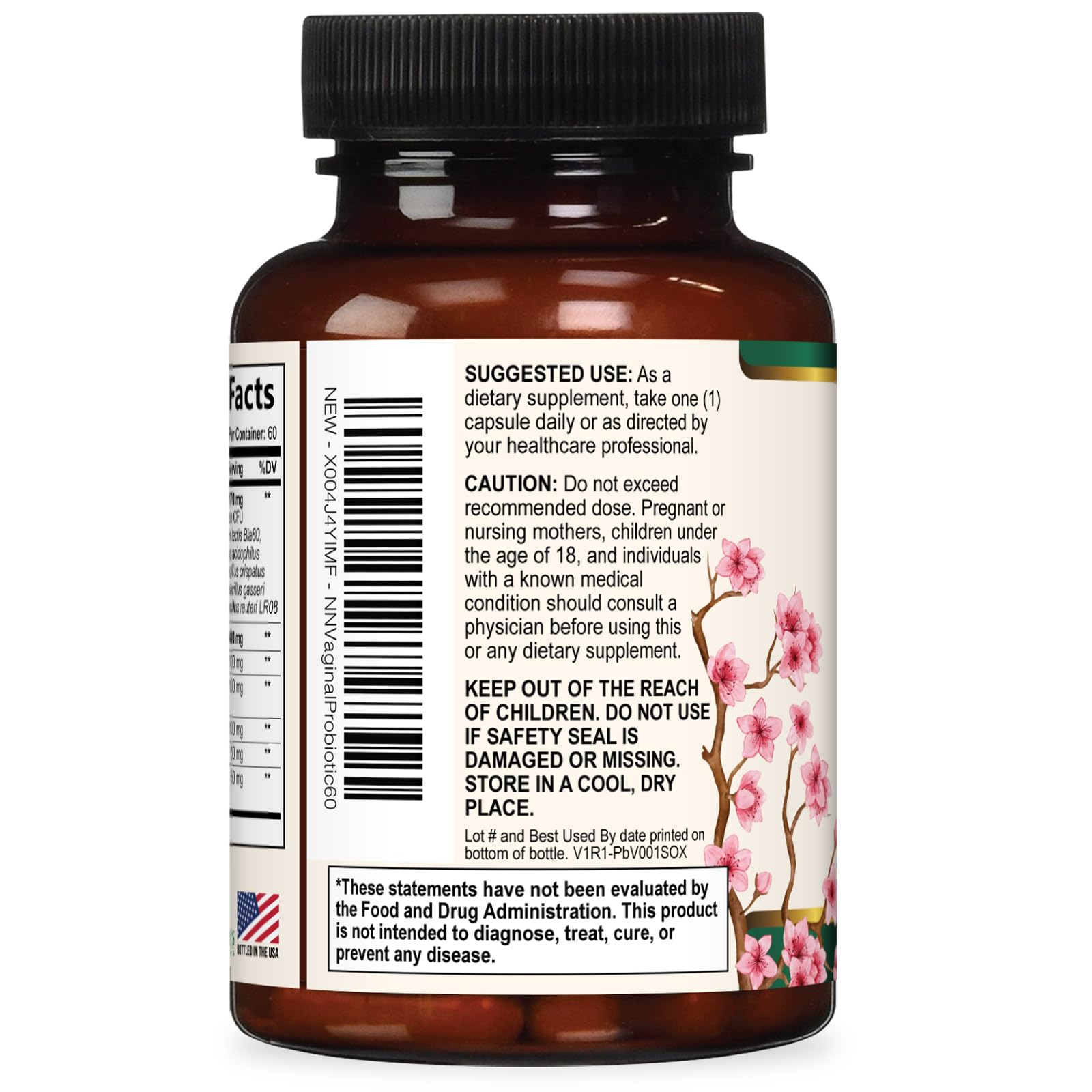 Nature's Nutrition Vaginal Probiotic Capsules displayed with a measuring spoon
