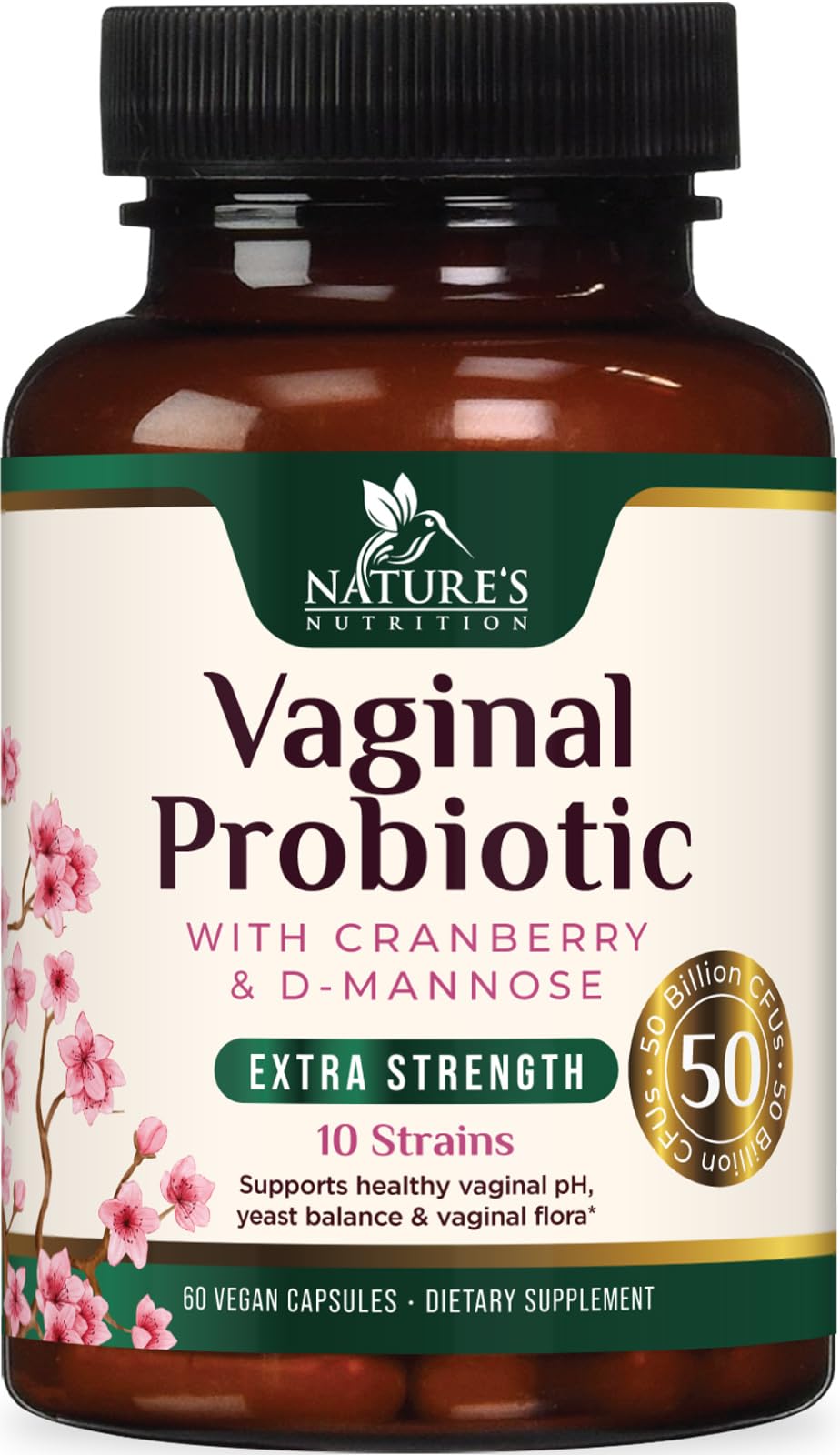 Nature's Nutrition Vaginal Probiotic Capsules front view with packaging