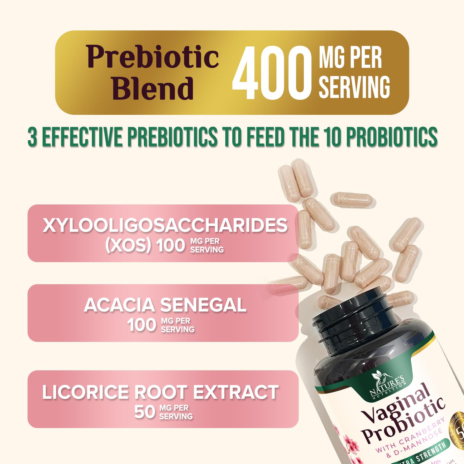 Nature's Nutrition Vaginal Probiotic capsules in a hand